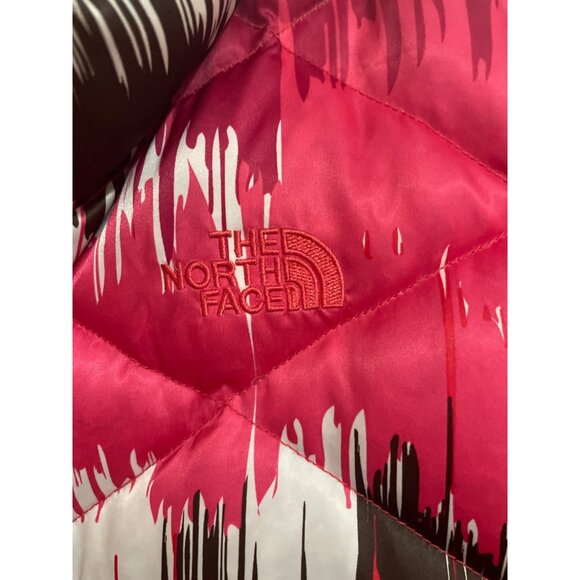 The North Face Girls XL (18) Pink & Brown Patterned Puffer Jacket Ski Snow - Picture 2 of 7
